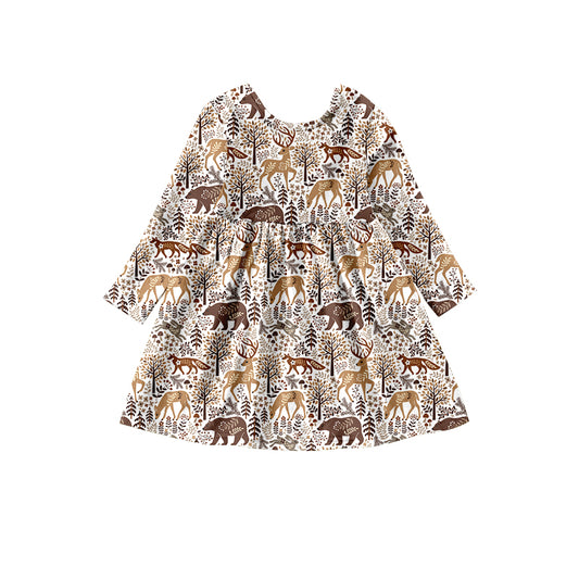 Preorder (moq 5)Baby Girls Flowers Animals Hunting Knee Length Dresses