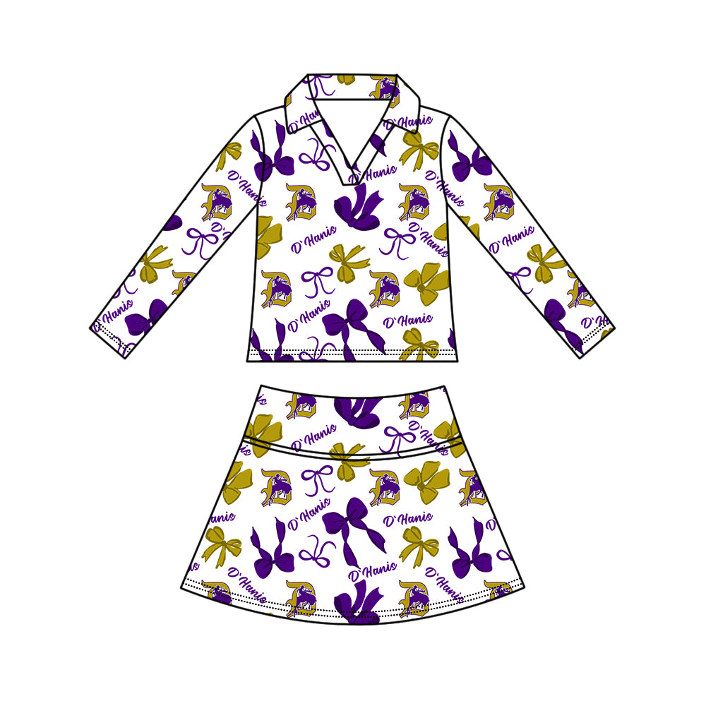 Preorder (moq 5)Baby Girls Bows D’Hanis Top Skirt Short Team Clothes Set