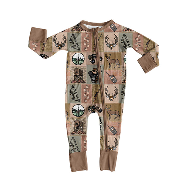 Preorder (moq 20)Baby Boys Bamboo Western Hunting Zippy Footie Rompers