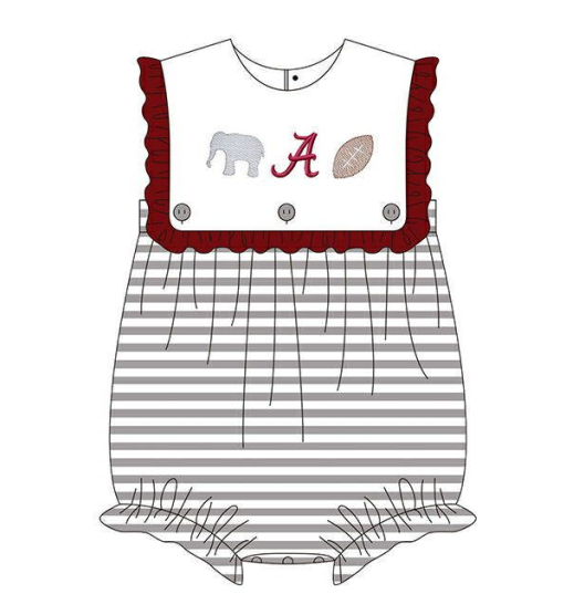 Preorder (moq 5)Baby Girls Sleeveless A Elephants Team Ruffle Rompers