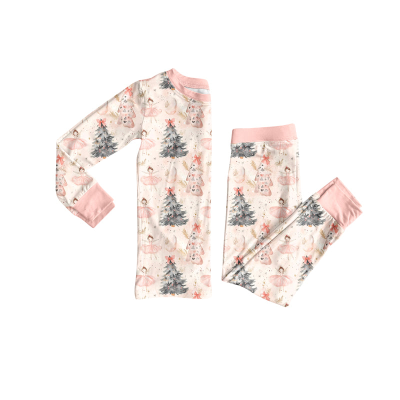 Preorder (moq 5)Baby Girls Long Sleeves Trees Dancers Top Pant Pajamas Sets