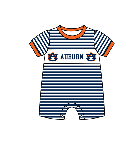 Preorder (moq 5)Baby Boys Short Sleeve AU Navy Stripe Team Rompers
