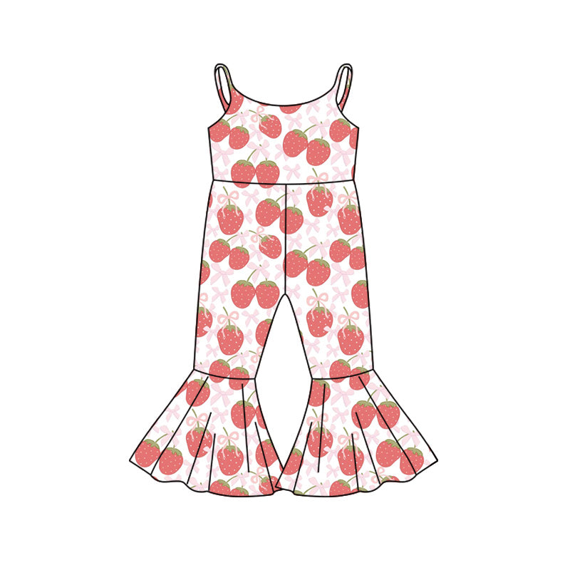 Preorder (moq 5)Baby Girls Strap Bows Rabbits Bell Bottom Jumpsuits