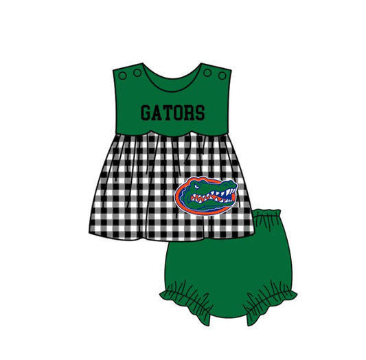 Preorder moq 5 Baby Girls Gators Tunic Bummies Short Team Clothes Set