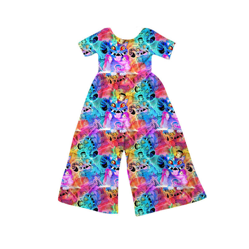 Preorder(moq 5) Baby Girls Short Sleeve Cartoon Girls Camo Pant Jumpsuits