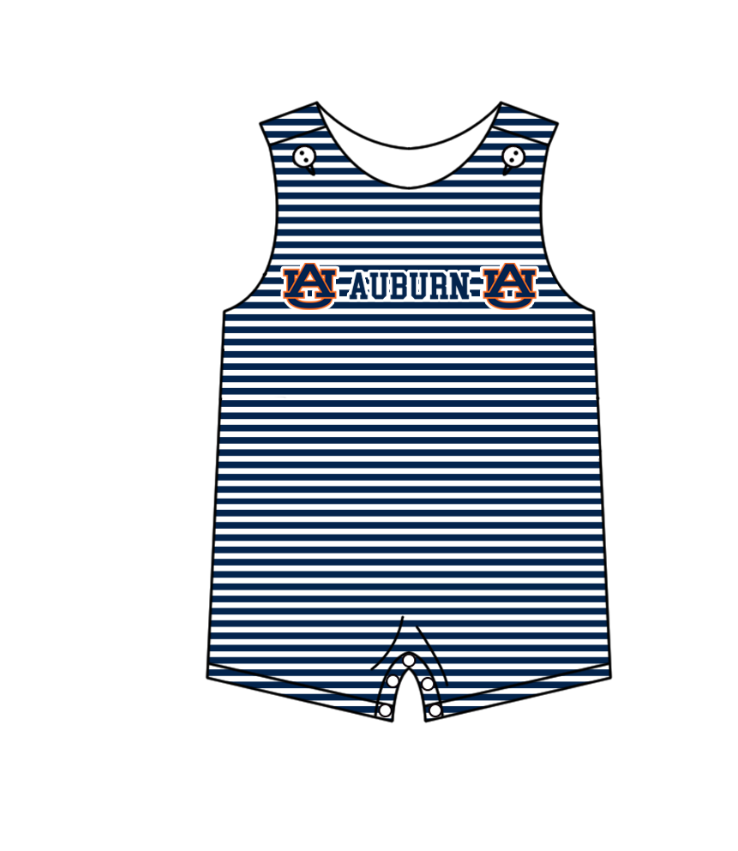 Preorder (moq 5)Baby Boys Sleeveless AU Navy Stripe Team Rompers