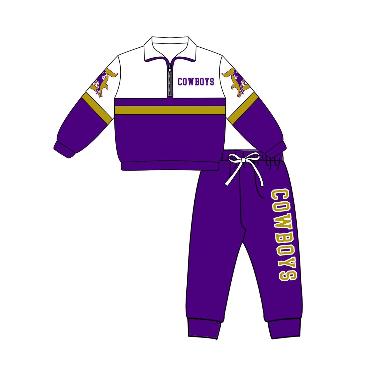 Preorder (moq 5)Baby Boys D’Hanis Zip Pullovers Jogger Team Clothes Set