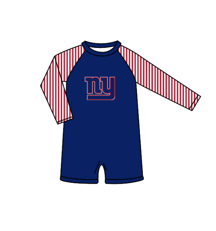 Preorder moq 5 Baby Boys Stripe Long Sleeve NY Team Swimsuits