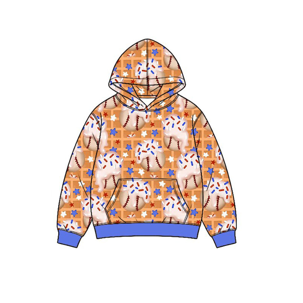 Preorder (moq 5) Baby Boy Clothes Baseball Waffle Ice Cream Sprinkle Mixed Print Long Sleeve Hoodie