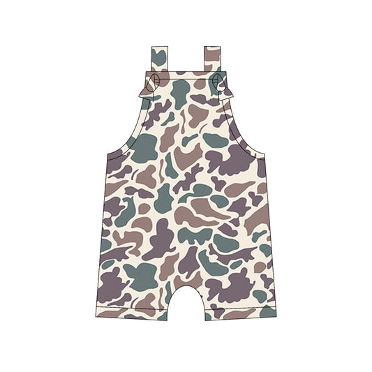 Preorder moq 5 Baby Boys Straps Grey Camouflage Rompers