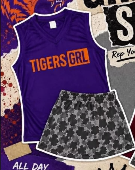 Preorder moq 5 Baby Girls Tigers Sleeveless Shirt Top Camo Skirts Outfits Clothes