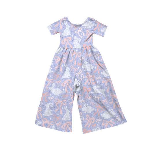 Preorder(moq 5) Baby Girls Lavender Rabbits Bows Easter Pant Jumpsuits