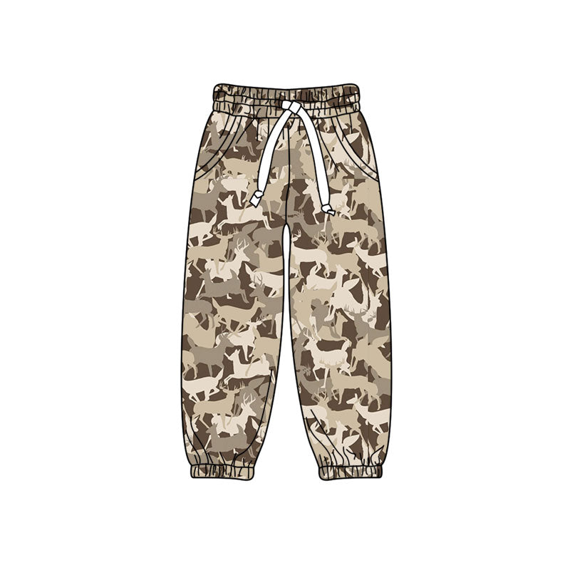 Preorder (moq 5) Baby Boys Khaki Deer Camo Hunting Pockets Joggers Pant