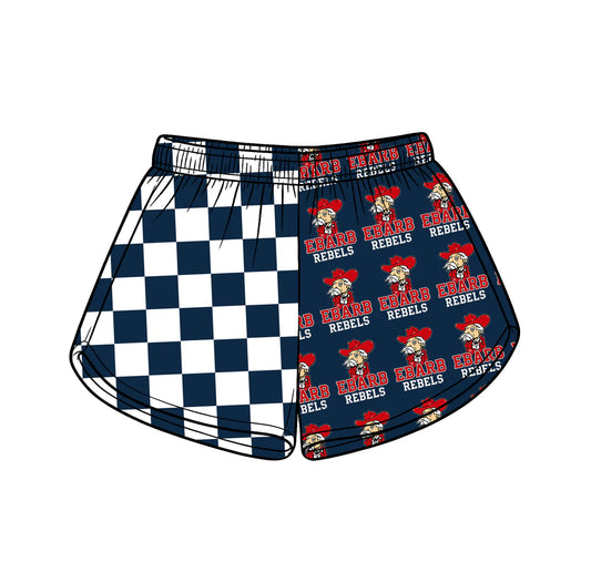 Preorder (moq 5)Baby Girls Navy Checked Ebarb Rebels Team Shorts Bottom