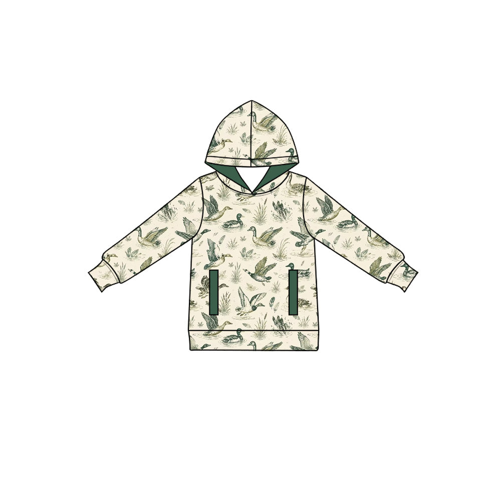 Preorder (moq 5) Baby Boy Duck Hunting Wetland Reed Print Long Sleeve Hoodie