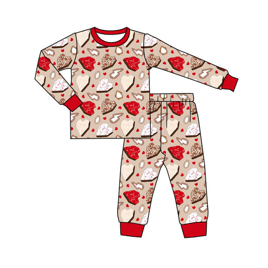Preorder(moq 5) Baby Girls Turquoises Hearts Top Pants Western Valentines Pajamas Sets