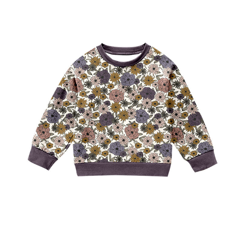 Preorder (moq 5)Baby Girls Long Sleeve Colorful Daisy Flowers Fall T-shirts Top