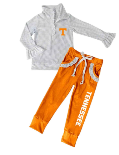 preorder(moq 5) Baby Girls T Pullover Ruffle Leggings Team Clothing Sets