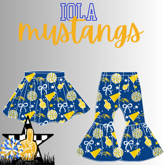 Preorder(moq 8 Each)Baby Girls IOLA Mustangs Skorts and Pants Team