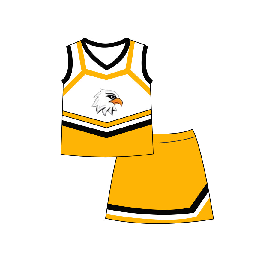 Preorder(moq 5) Baby Girls Eagles Cheer Teams Top Skirt Clothes Sets