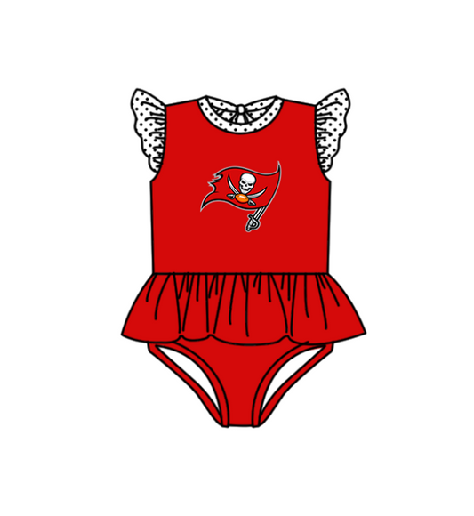 Preorder moq 5 Baby Girls Tampa Bay Flutter Sleeve Team Swimsuits
