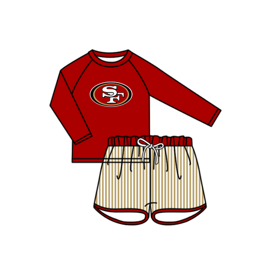 Preorder moq 5 Baby Boys Long Sleeve SF Top Stripe Shorts Team Swimsuits