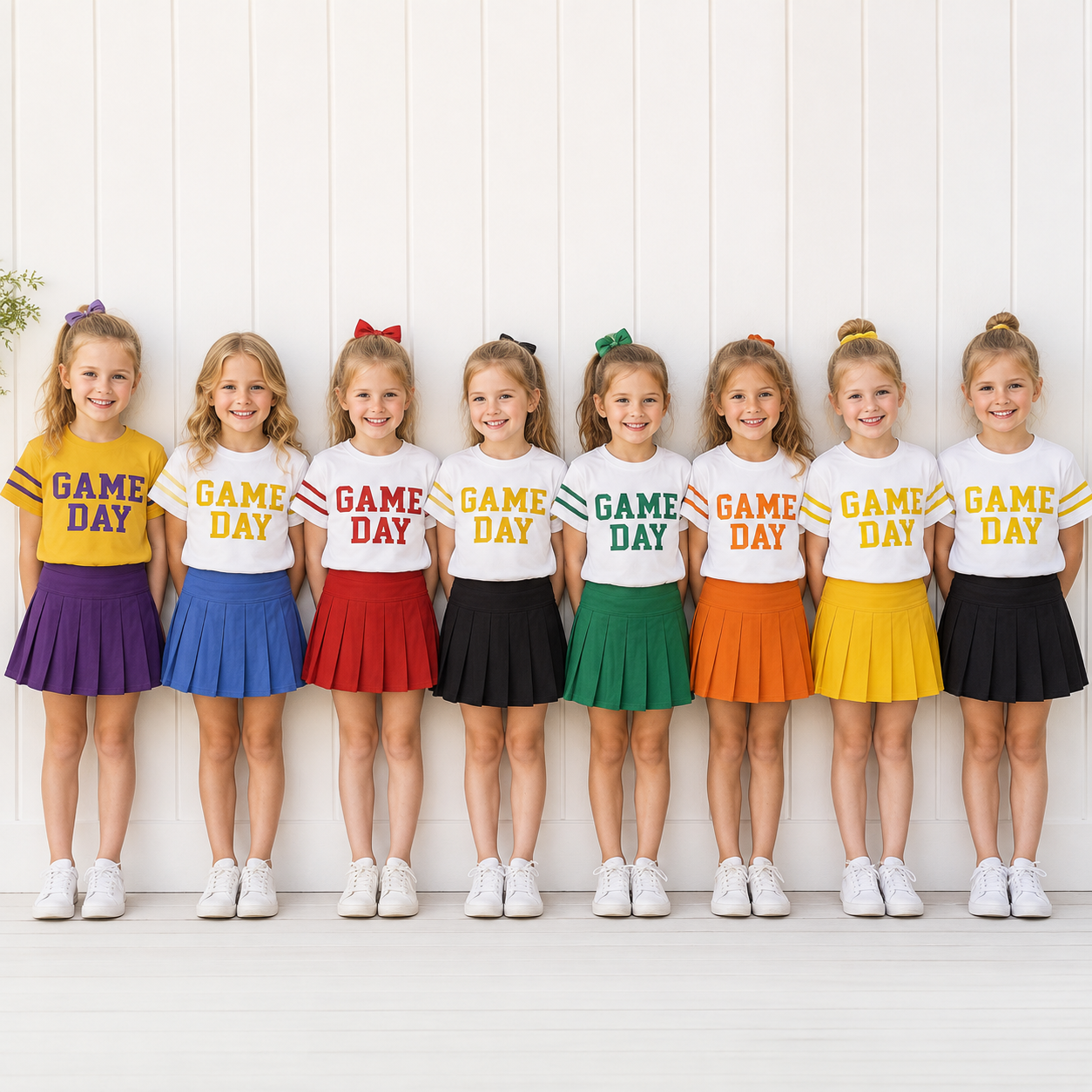 Sibling Baby Girls Game Day Tee Shirts Tops Pleated Skirts Short Yoga Active Team Clothes Sets