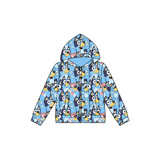 Preorder (moq 5)Baby Boys Cartoon Blue Dogs Hooded Zip Tops Jackets