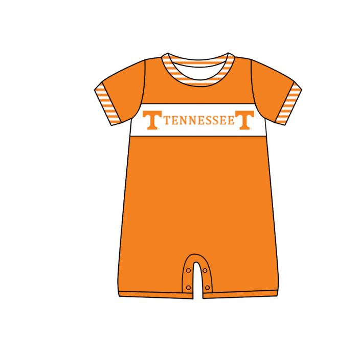 Preorder (moq 5)Baby Boys Short Sleeve Orange Tennessee Team Rompers