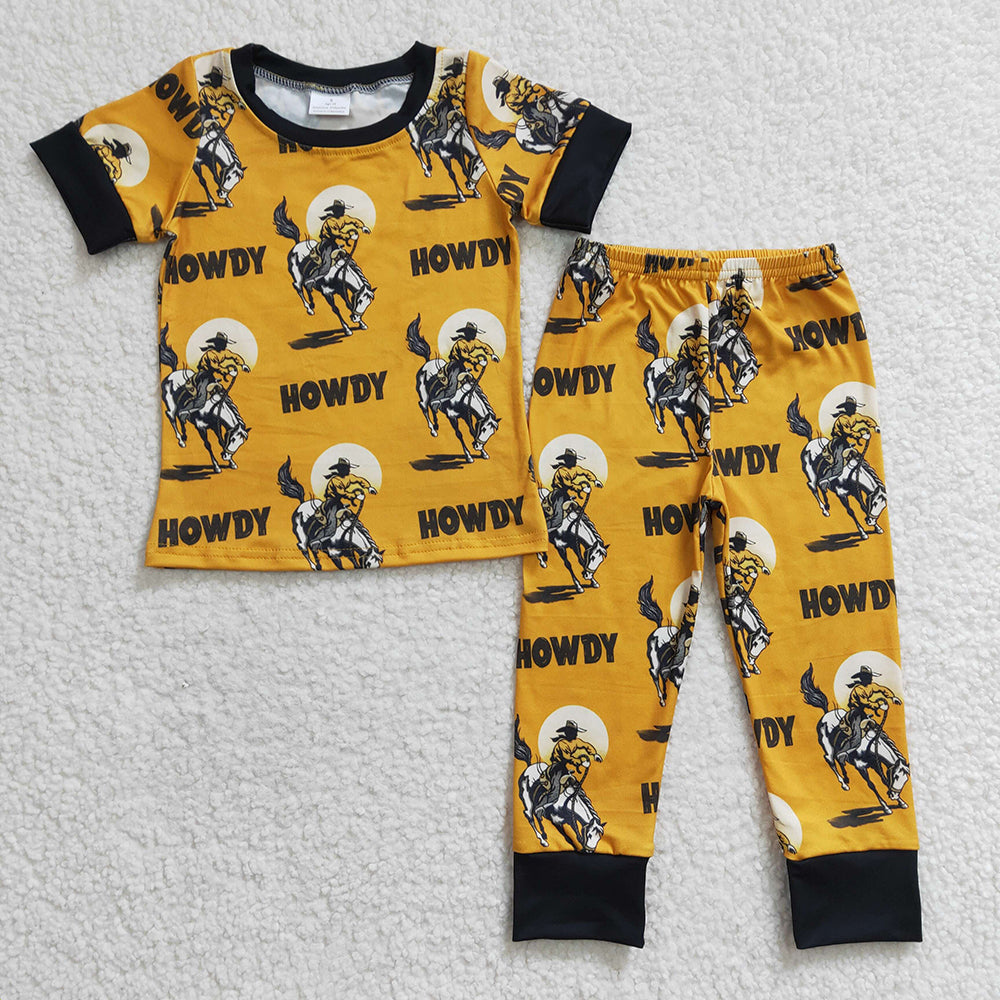 Baby Kids Toddler Sibling Western Short Sleeve Tee Pants Pajamas Clothes Sets