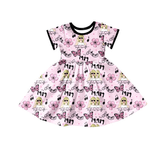 Baby Girls Pop Singer Music Flowers Knee Length Dresses preorder(moq 5)