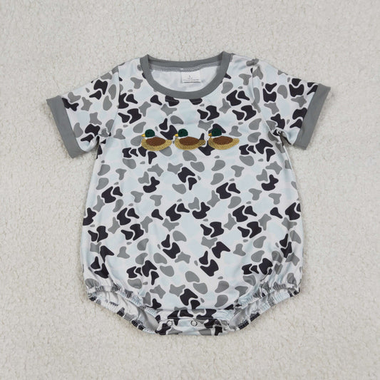 Embroidery Ducks Baby Boys Southern Grey Camo Hunting Rompers