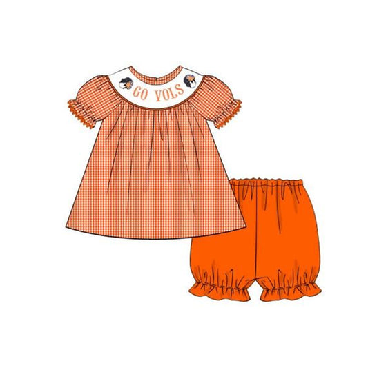 Baby Girls Go Vols Team Tops Elastic Shorts Clothes Sets preorder (moq 5)