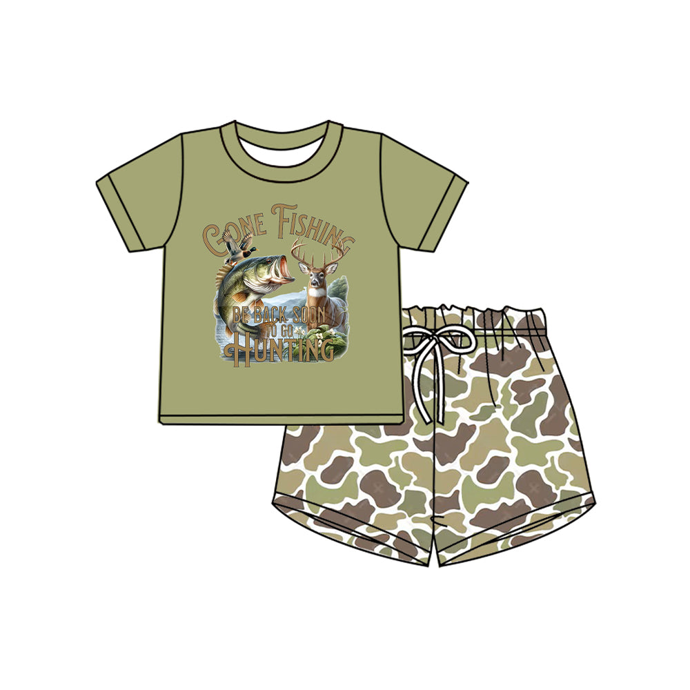 Baby Boys Gone Fishing Top Camo Shorts Clothes Sets preorder(MOQ 5)