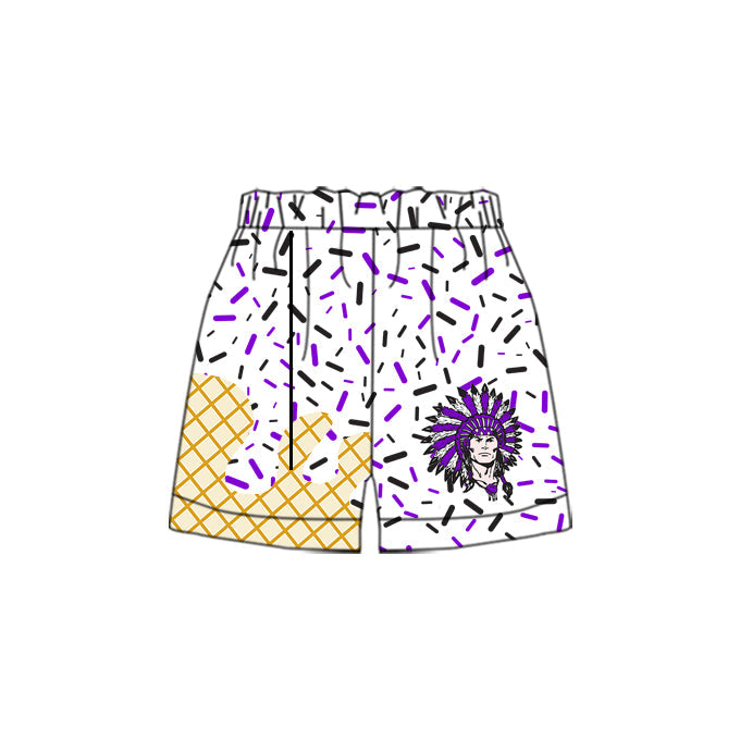 Custom moq 5 football team purple adult man shorts