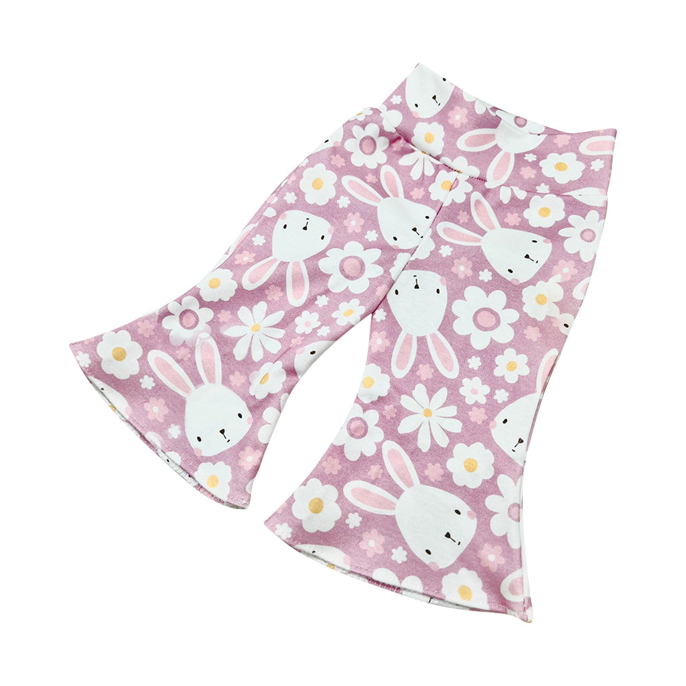 Baby Girls Pink Rabbits Easter Flowers Bell Pants preorder(moq 5)