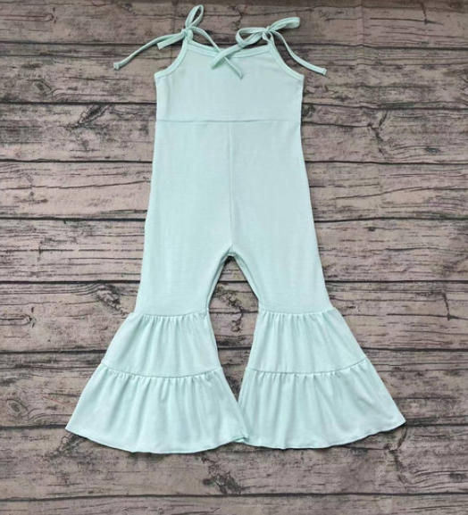 Baby Girls Toddler Solid Color Summer Cotton Straps Bell Pants Jumpsuits