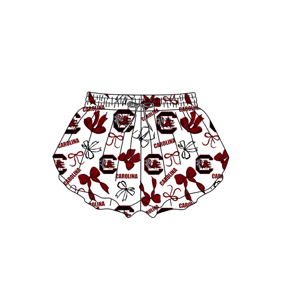 Preorder (moq 5)Baby Girls Carolina T Bows Team Ruffle Shorts Bottom
