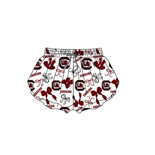 Preorder (moq 5)Baby Girls Carolina T Bows Team Ruffle Shorts Bottom