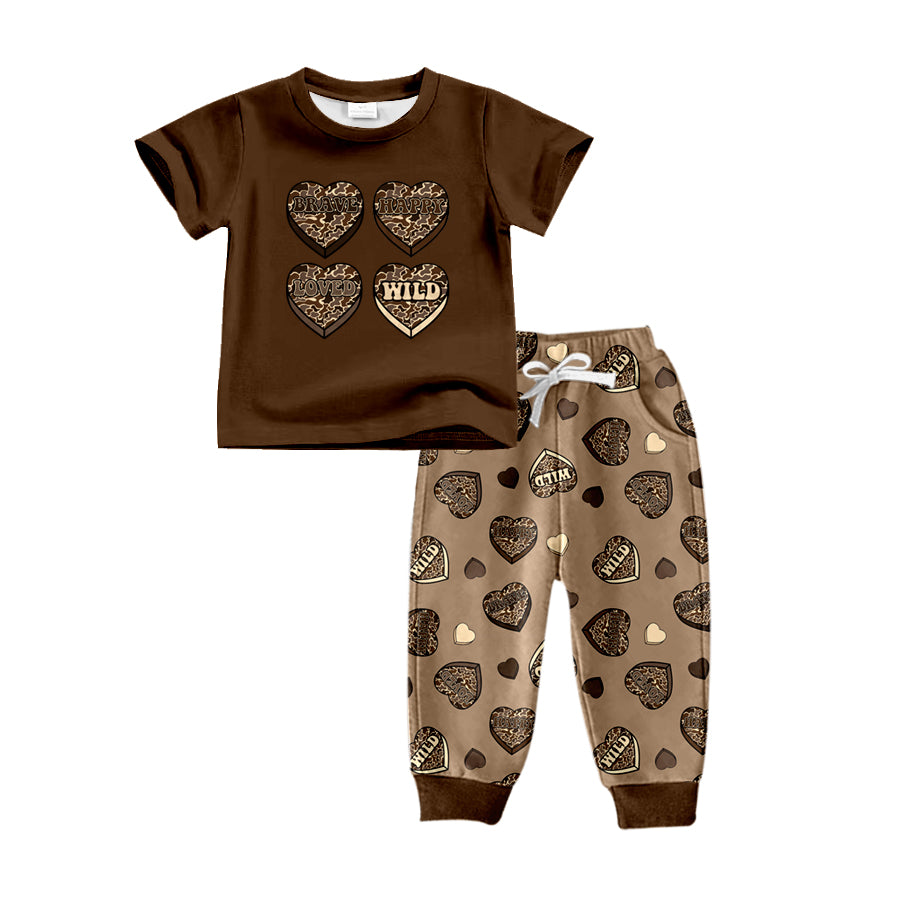 Baby Boys Valentines Hearts Shirt Top Pockets Pants Sets preorder(MOQ 5)