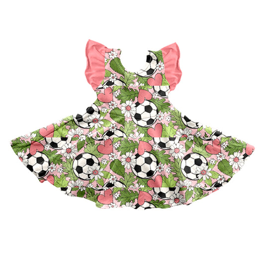 Baby Girls Pink Football Leaves Hearts Knee Length Dresses preorder(moq 5)