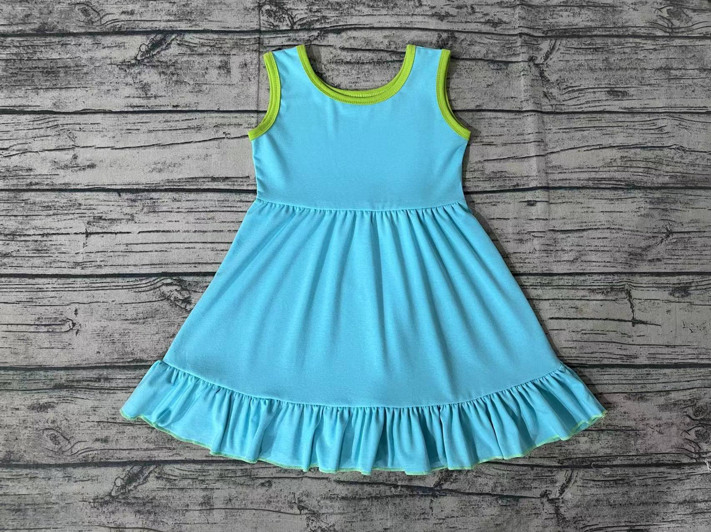 Baby Girls Sleeveless Aqua Ruffle Dresses