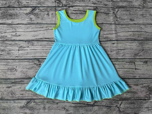 Baby Girls Sleeveless Aqua Ruffle Dresses