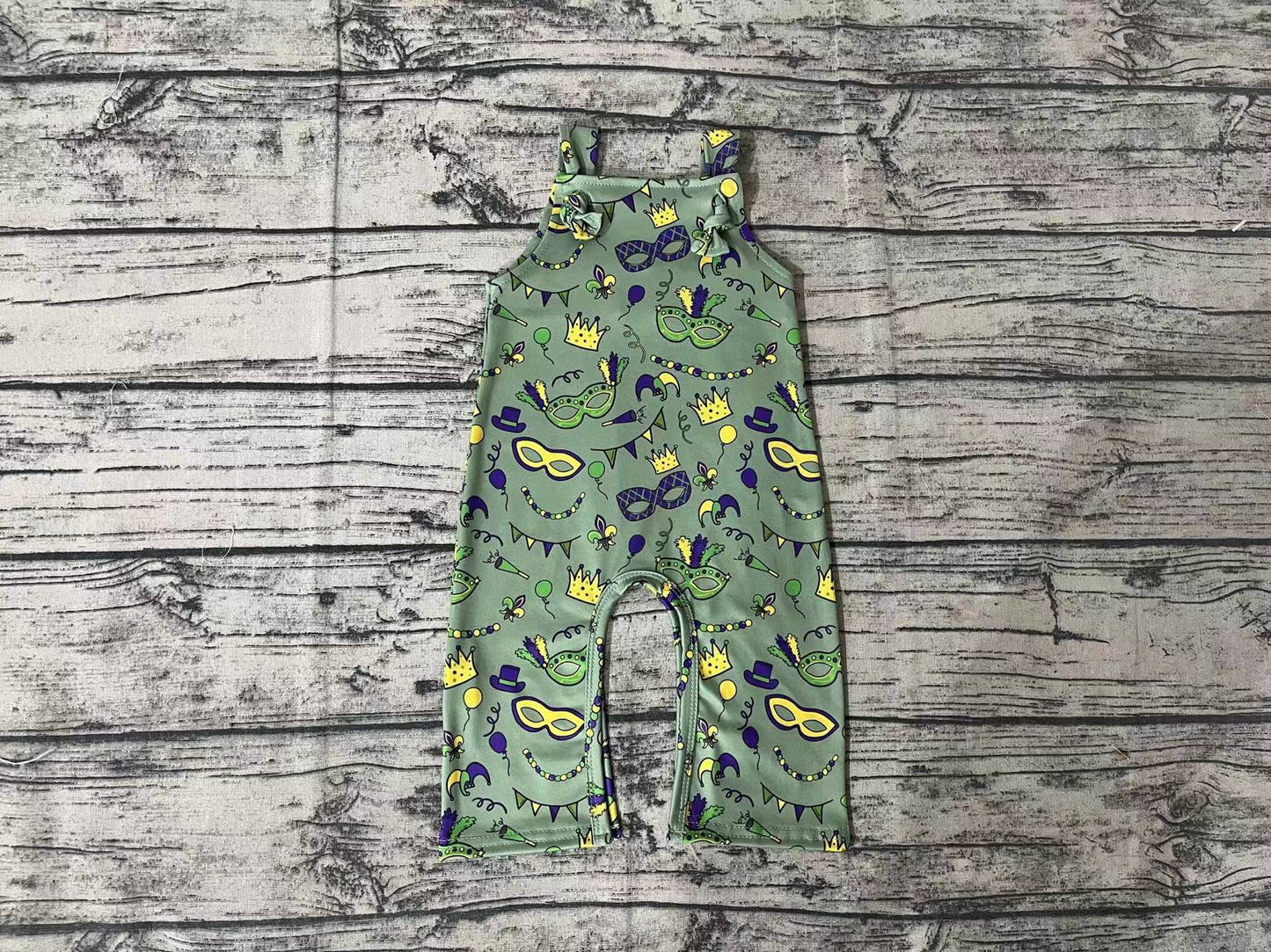 Baby Infant Boys Mardi Gras Straps Sleeve Rompers