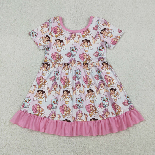 Baby Girls Cartoon Demon Hunting Ruffle Knee Length Dresses