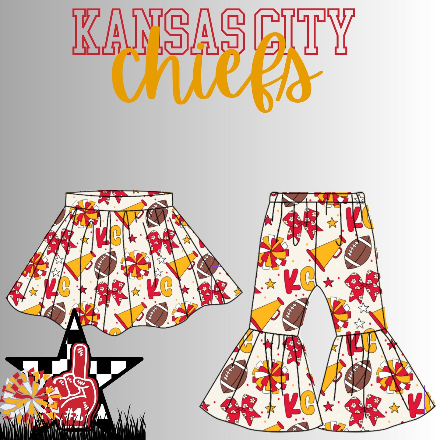 Preorder(moq 8 Each)Baby Girls Kansas City Chiefs Skorts and Pants Team