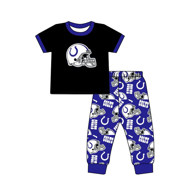 Preorder moq 5 Baby Boys Colts Shirt Jogger Pants Outfits Sets