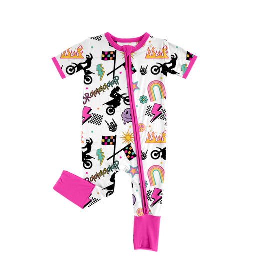 Baby Infant Girls Motobike Zip Rompers preorder(moq 5)