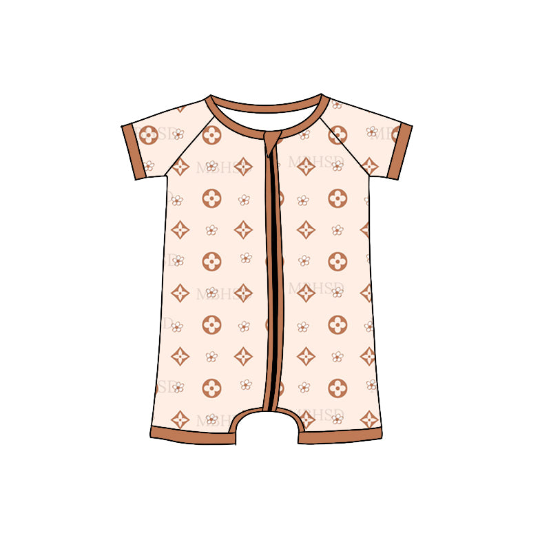 Baby Girls Flowers Zip Short Sleeve Rompers preorder(moq 5)