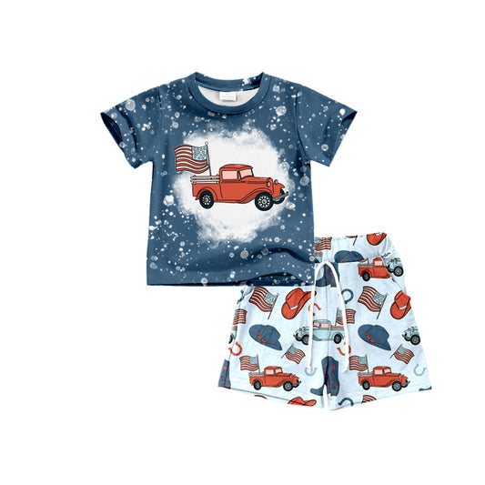 Baby Boys 4th Of July Truck Shirts Shorts Clothes Sets preorder(moq 5)